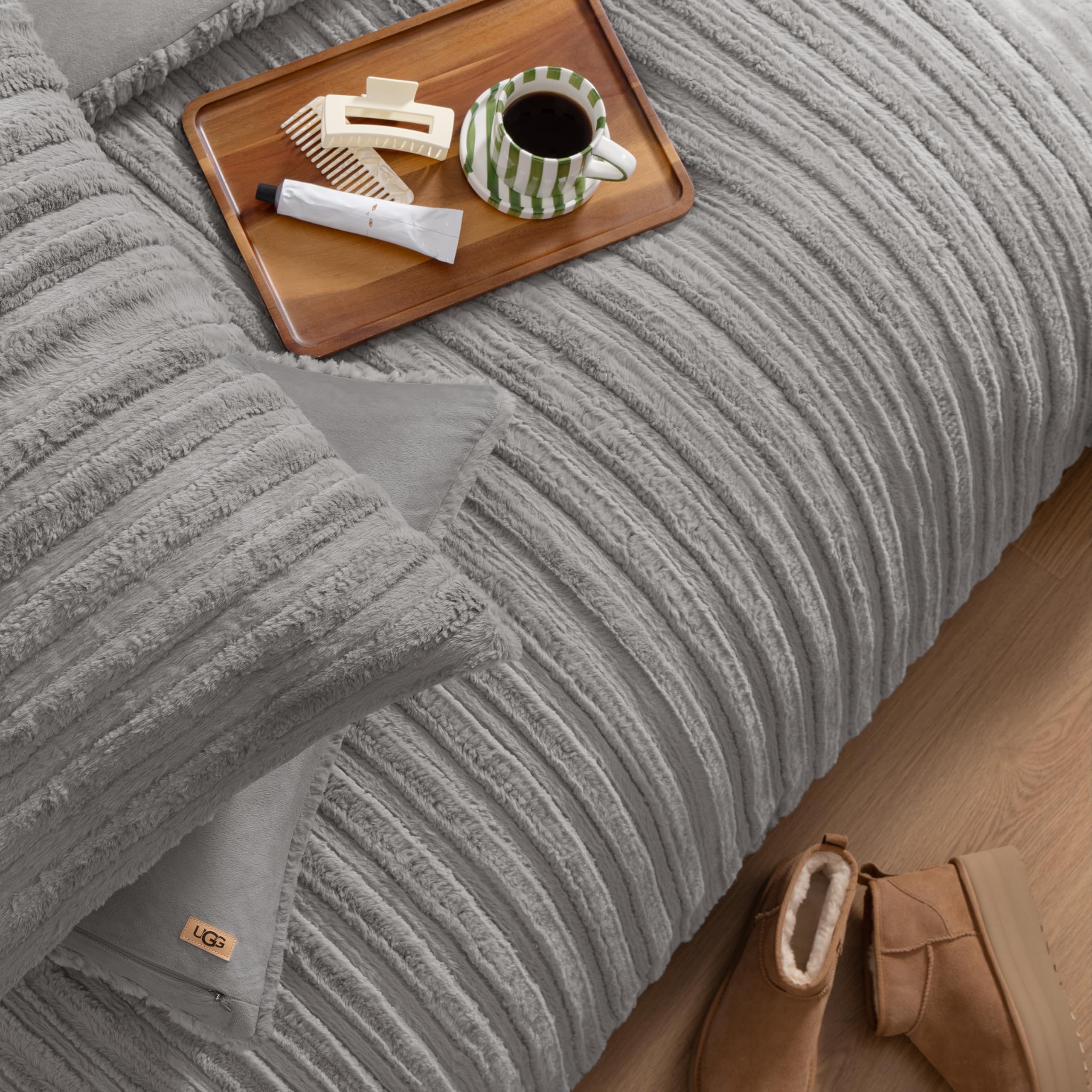 UGG Kenzie on king bed showing generous drape and full coverage