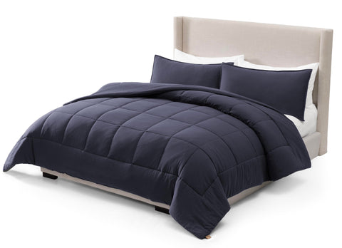UGG comforter front view showing navy color and full coverage benefit