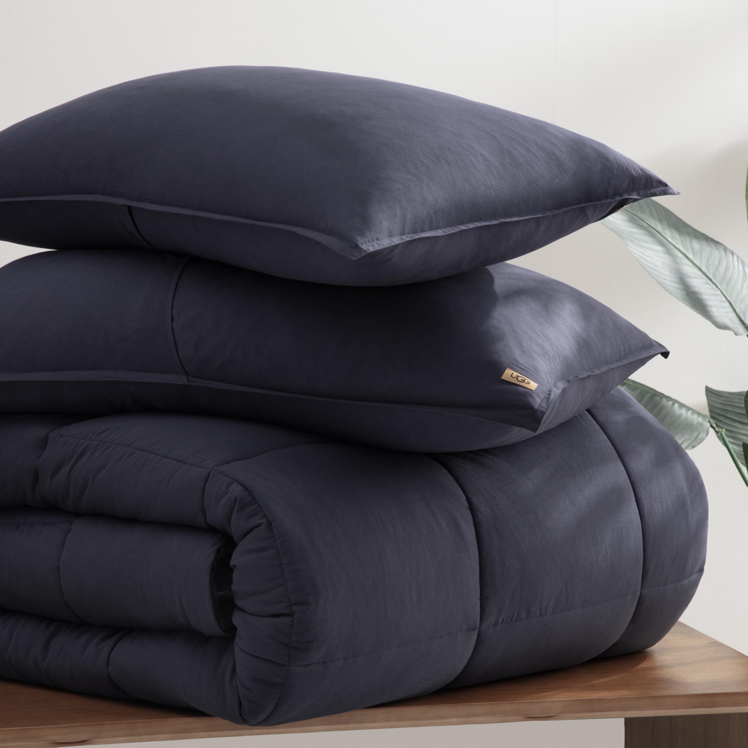 UGG folded comforter in packaging showing compact storage convenience
