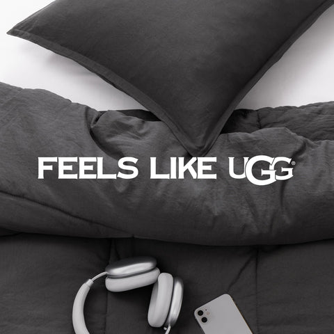 UGG Leonora styled on a bedroom in charcoal grey, showing how it elevates room decor