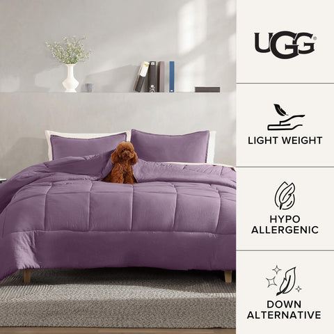 UGG Leonora sham front view displaying matching purple shams and clean style