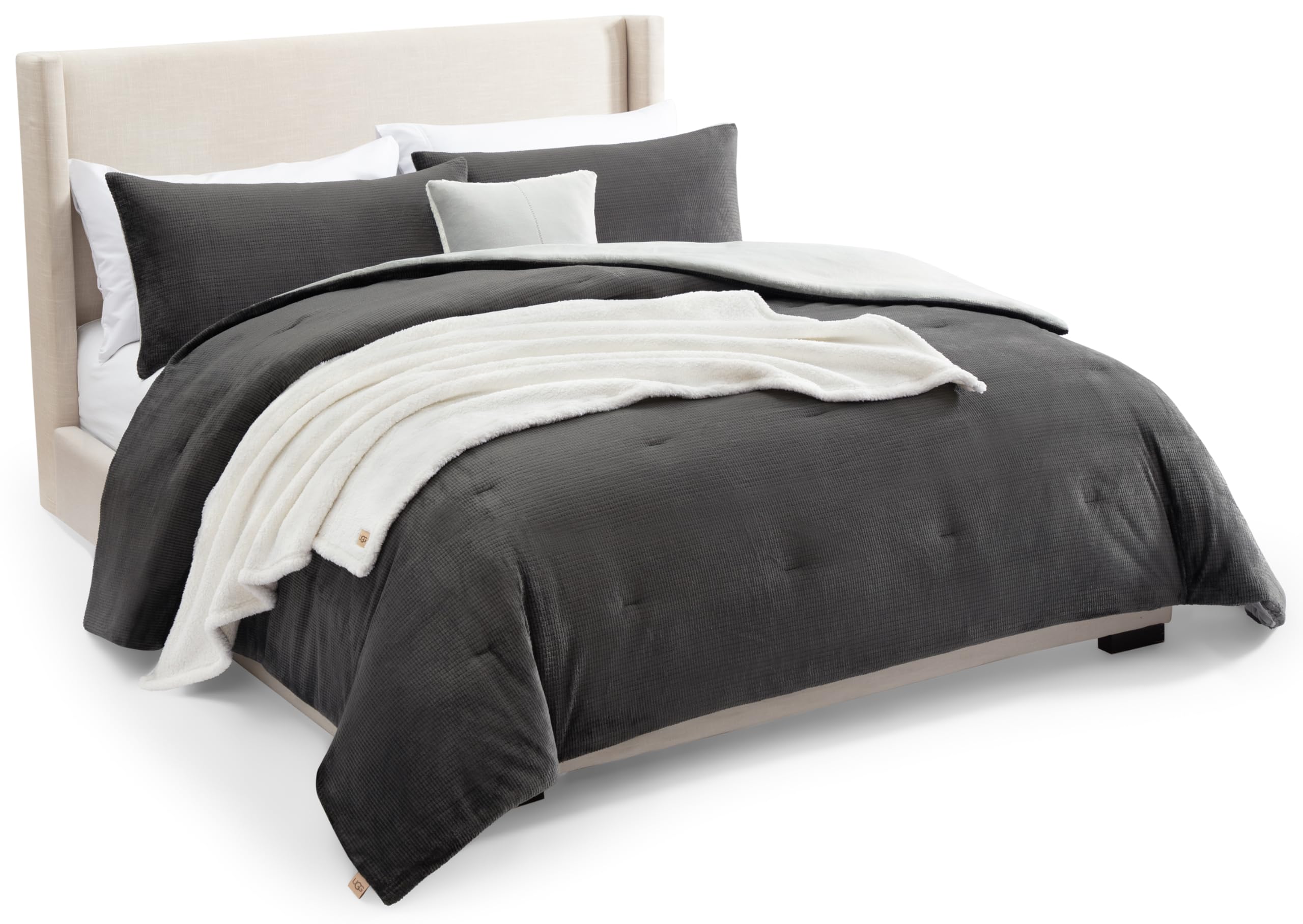 UGG remina front view showing plush comforter, creates cozy bedroom presence