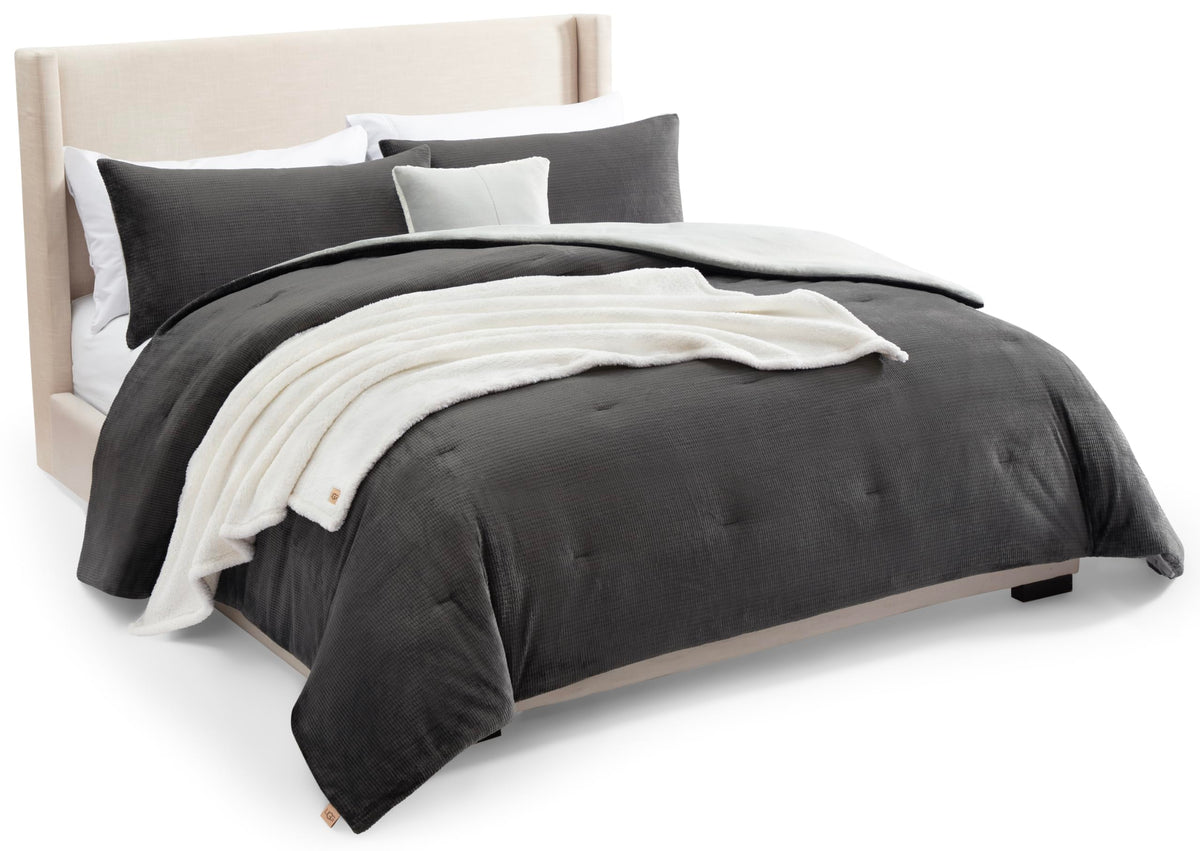 UGG remina front view showing plush comforter, creates cozy bedroom presence