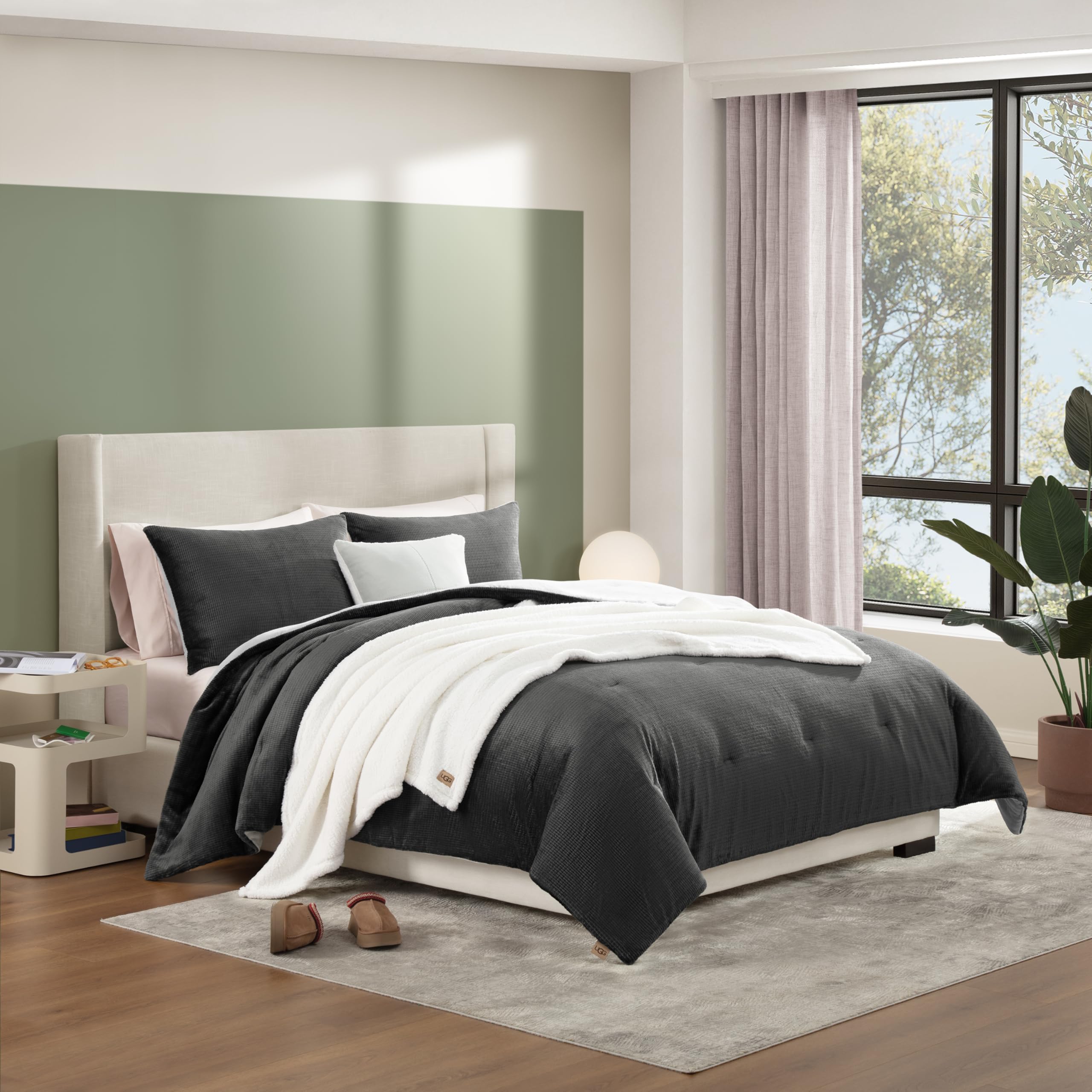 UGG Remina folded throw blanket closeup showcasing plush texture and warmth