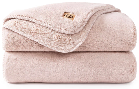 UGG whitecap front view showing quartz pink throw and cozy benefit