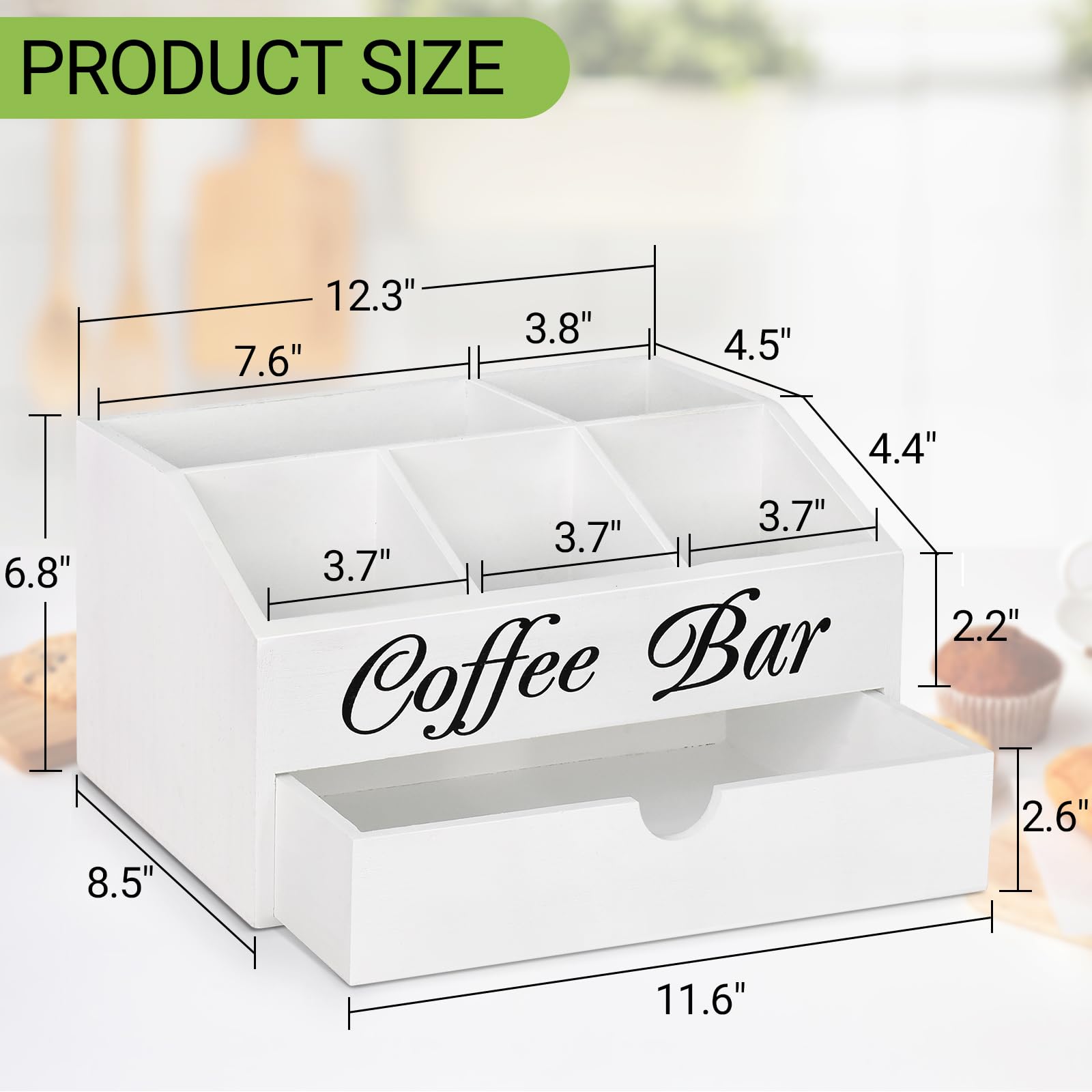 ugiftt angled view of open drawer highlighting five compartments for efficient beverage setup