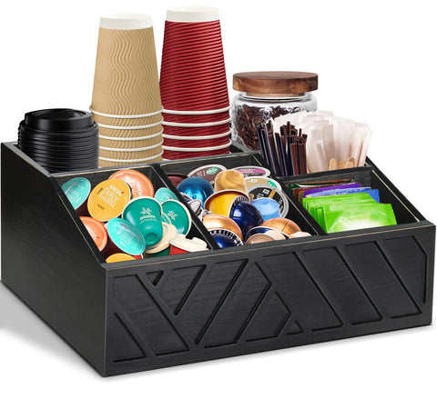 ugiftt front view of organizer showing six compartments and rustic style for neat counters
