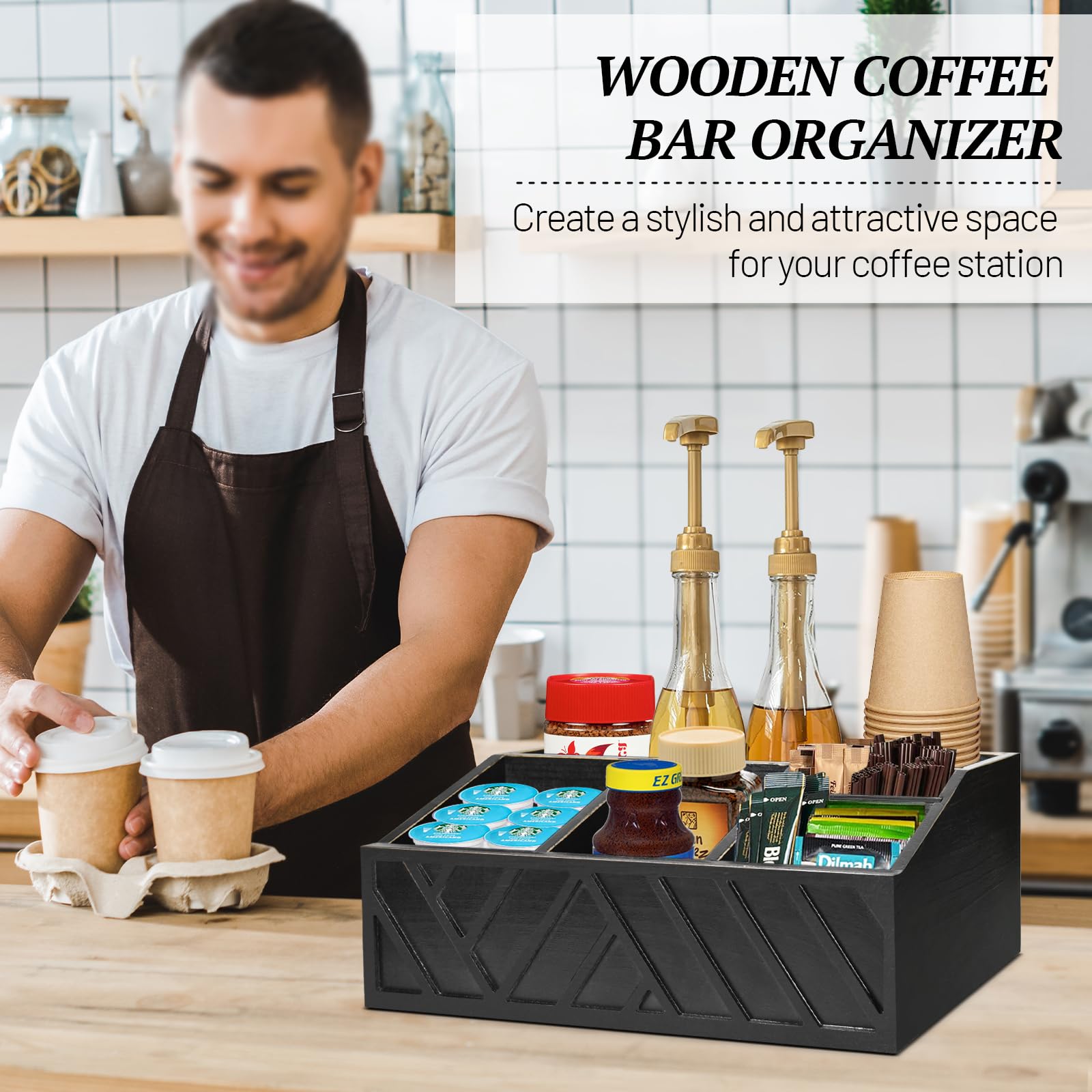 ugiftt side profile showing taller rear compartments for cups and bottles benefit