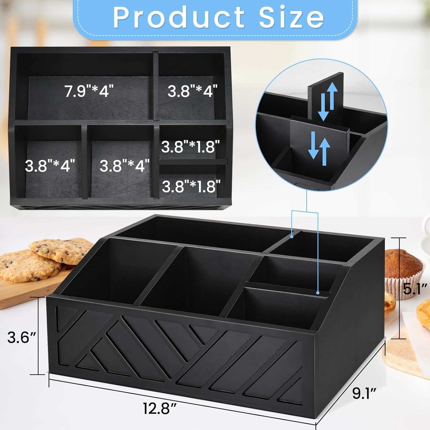 ugiftt top-down shot revealing compartment layout for sorting pods and packets