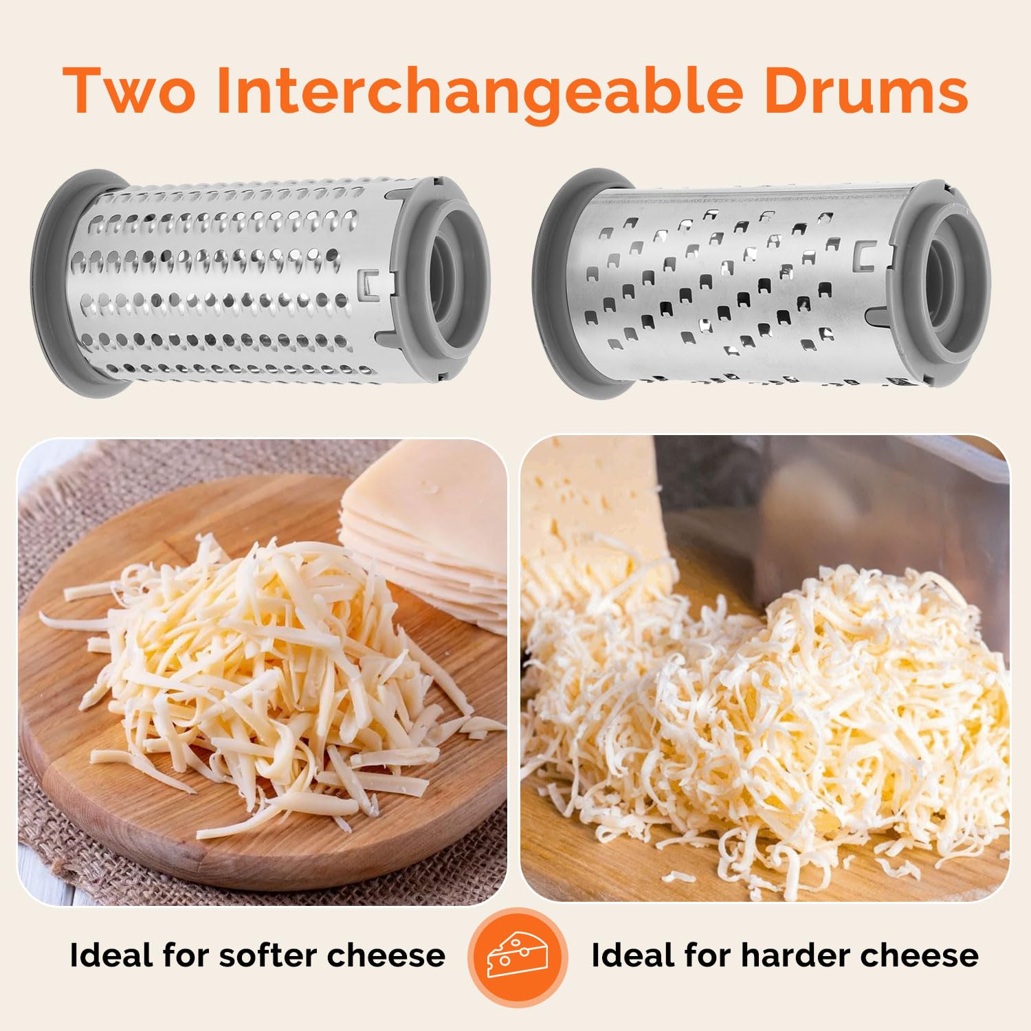 UHIYEE closeup of two interchangeable rotary drums highlighting texture control