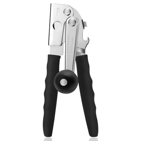 UHIYEE front view heavy-duty can opener showing robust steel frame and black finish, durable