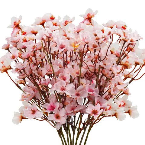 Uieke front view of eight-pack silk cherry blossom branches showing full set and packaging benefit