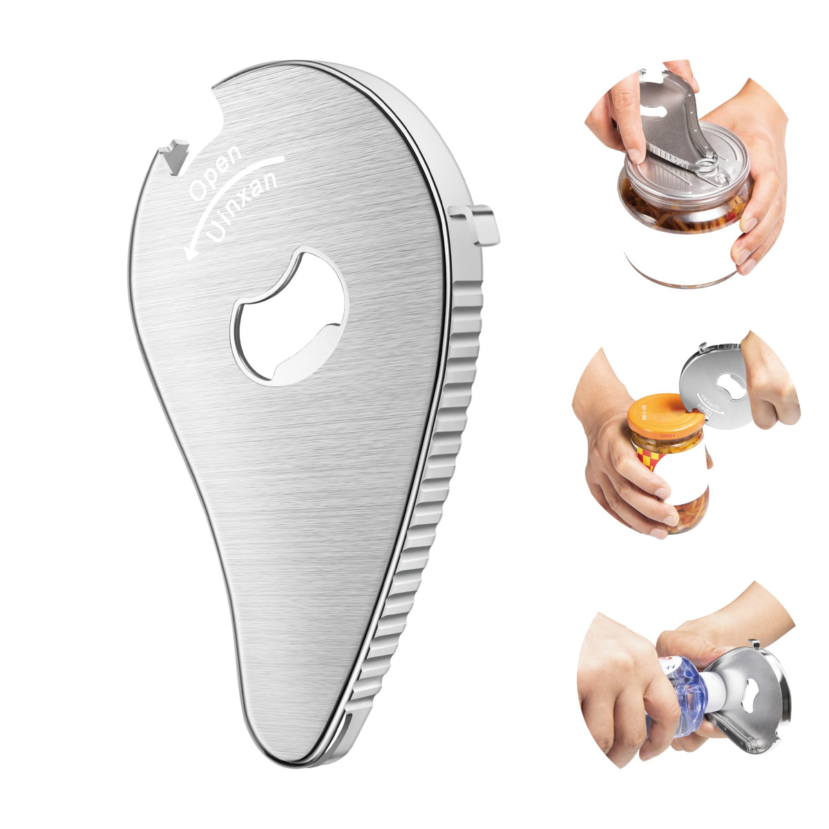 Uinxan front view showing compact 5-in-1 opener and benefits