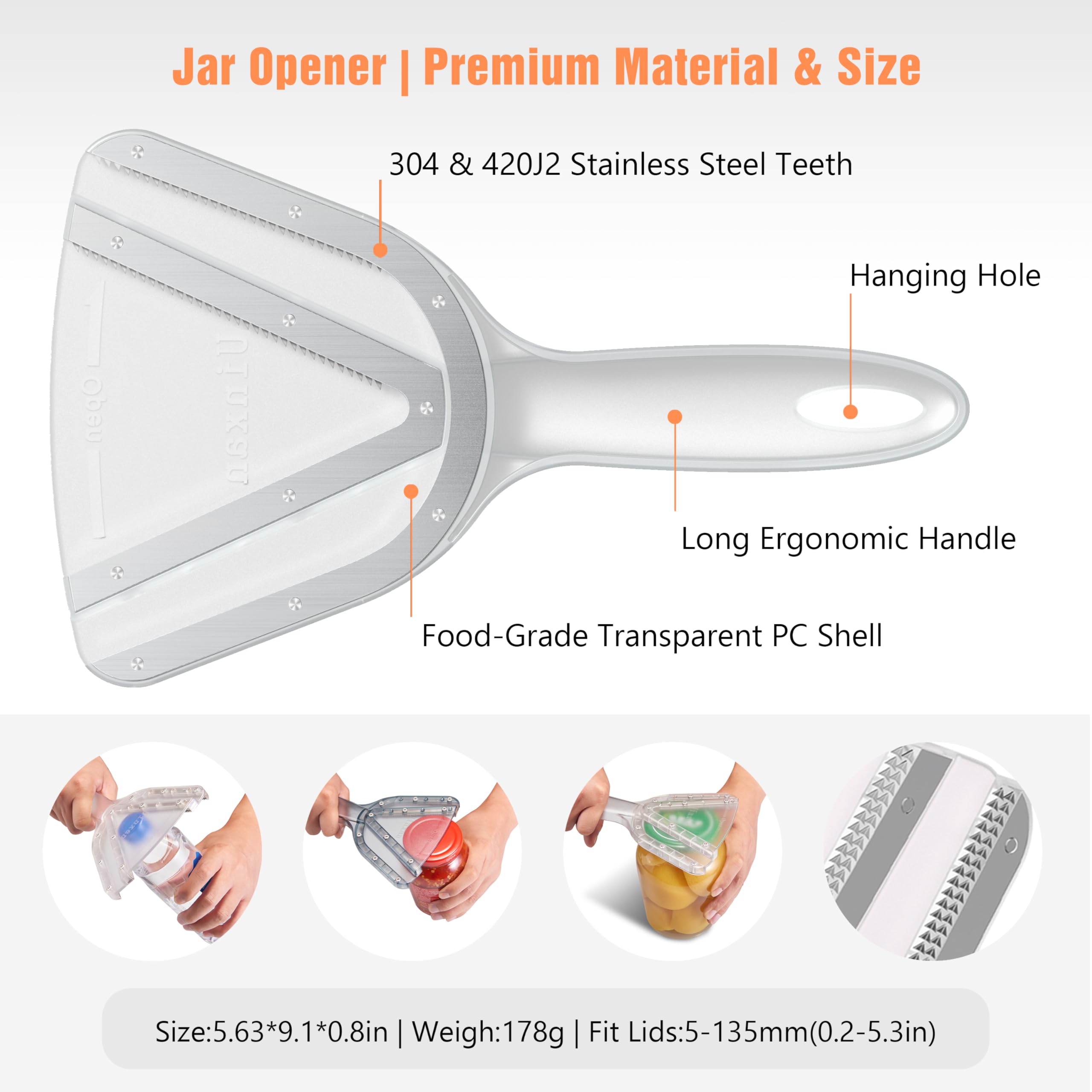 Uinxan close-up of dual stainless teeth showing secure grip benefit