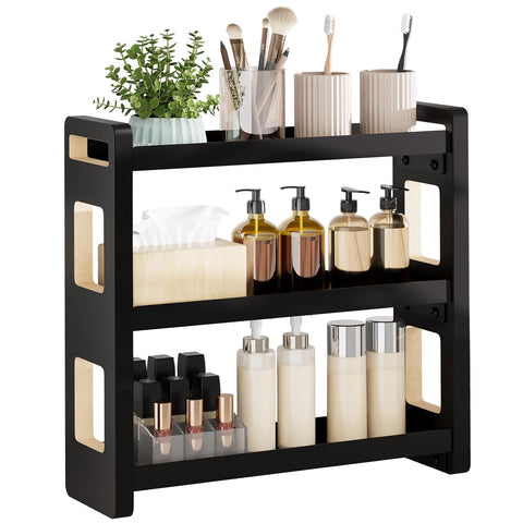 UJQSUN front view on bathroom counter showing tidy storage benefit
