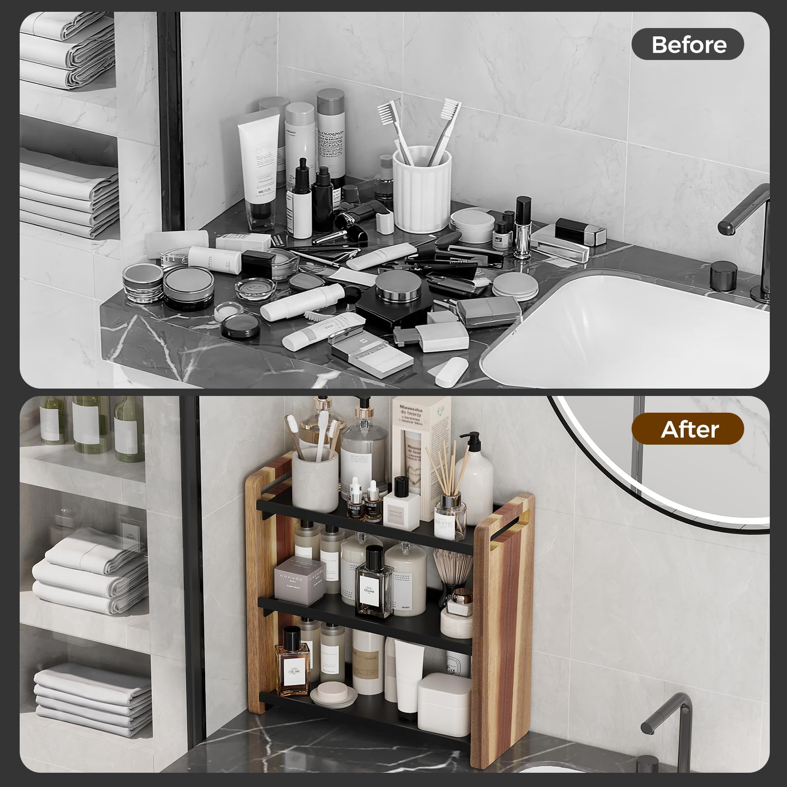 UJQSUN organizer holding cologne bottles for easy access and visible display benefit