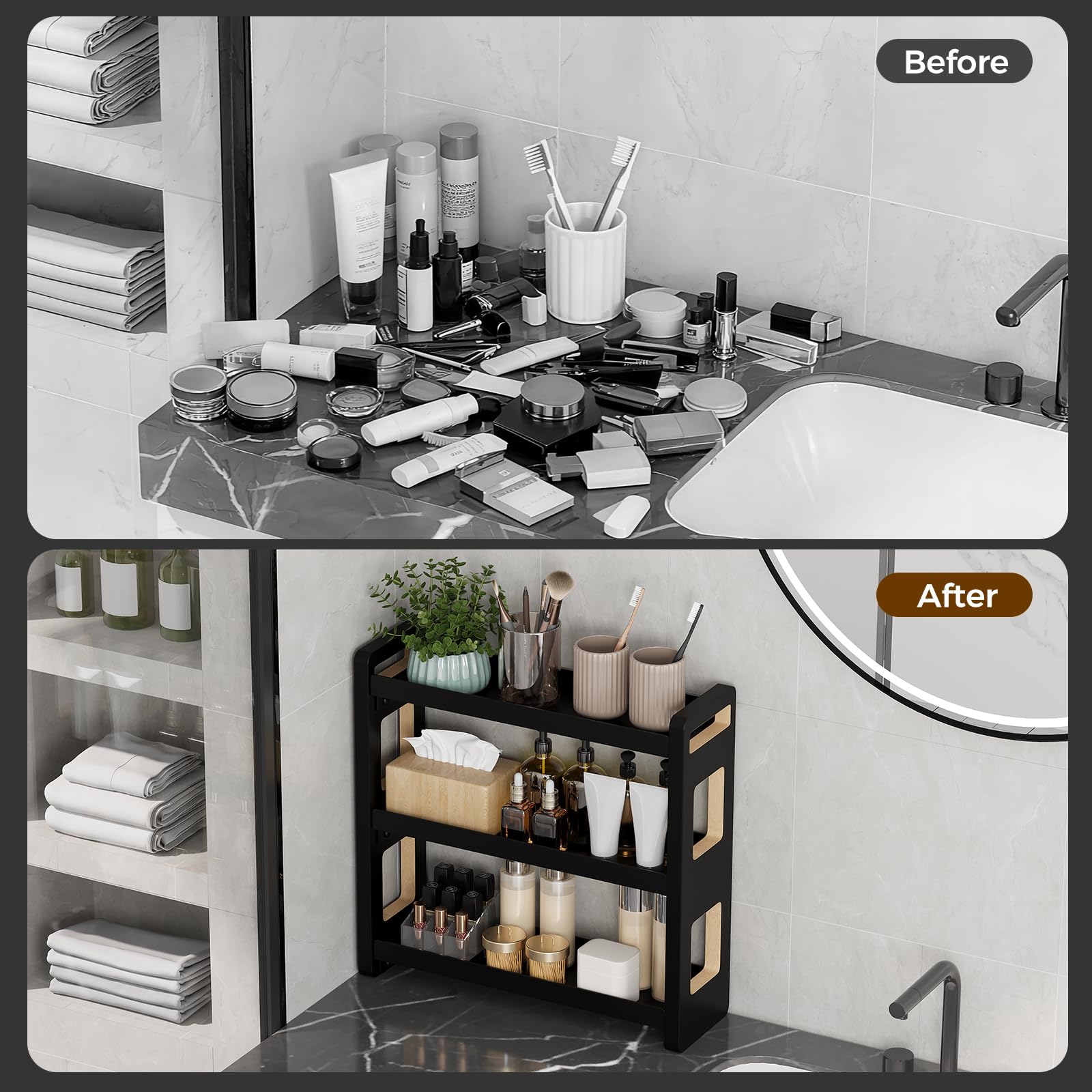 UJQSUN next to common bottles showing scale and space-saving benefit