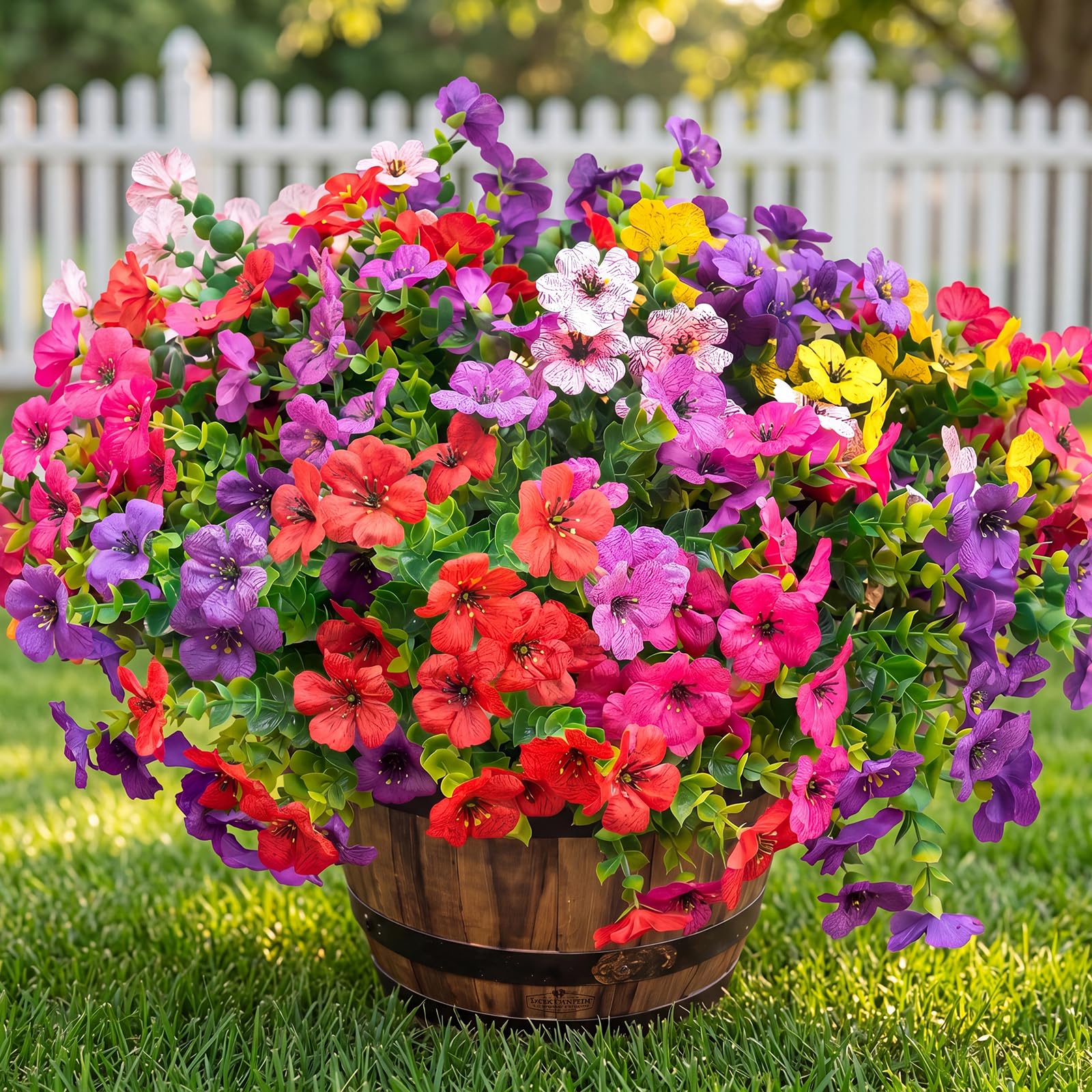 UJROQI front view of mixed violet planter enhancing curb appeal
