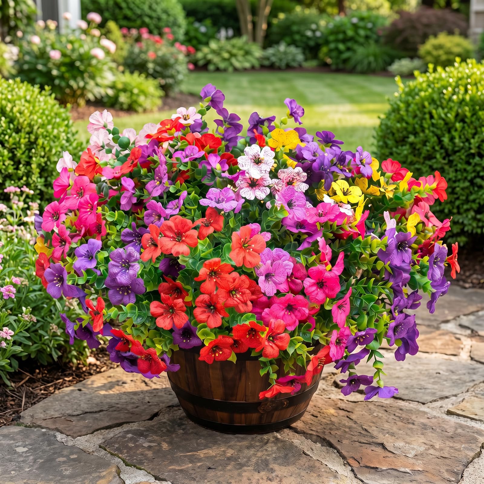 UJROQI planter staged on front porch for instant color boost