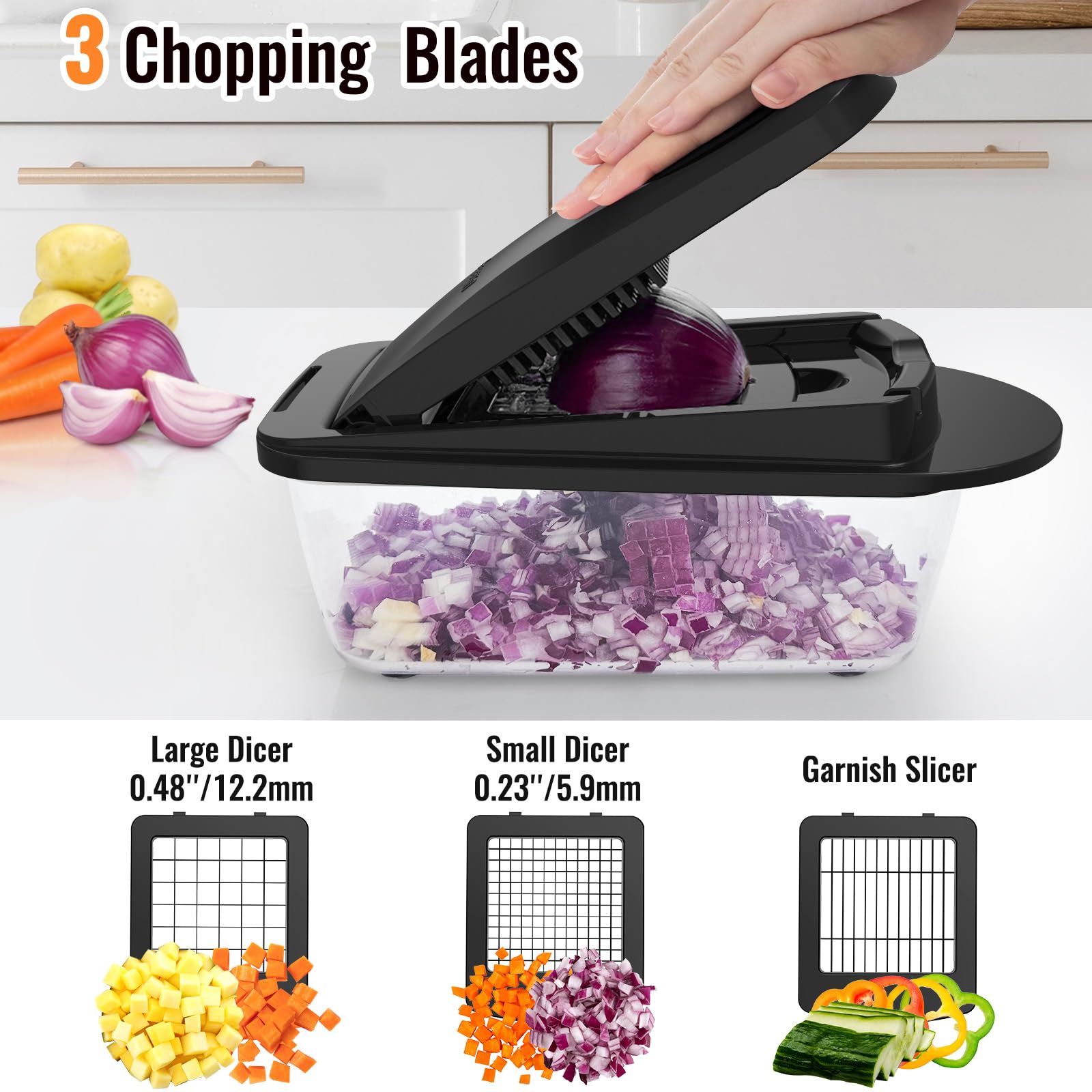ukeetap container filled with chopped vegetables, keeps counter tidy