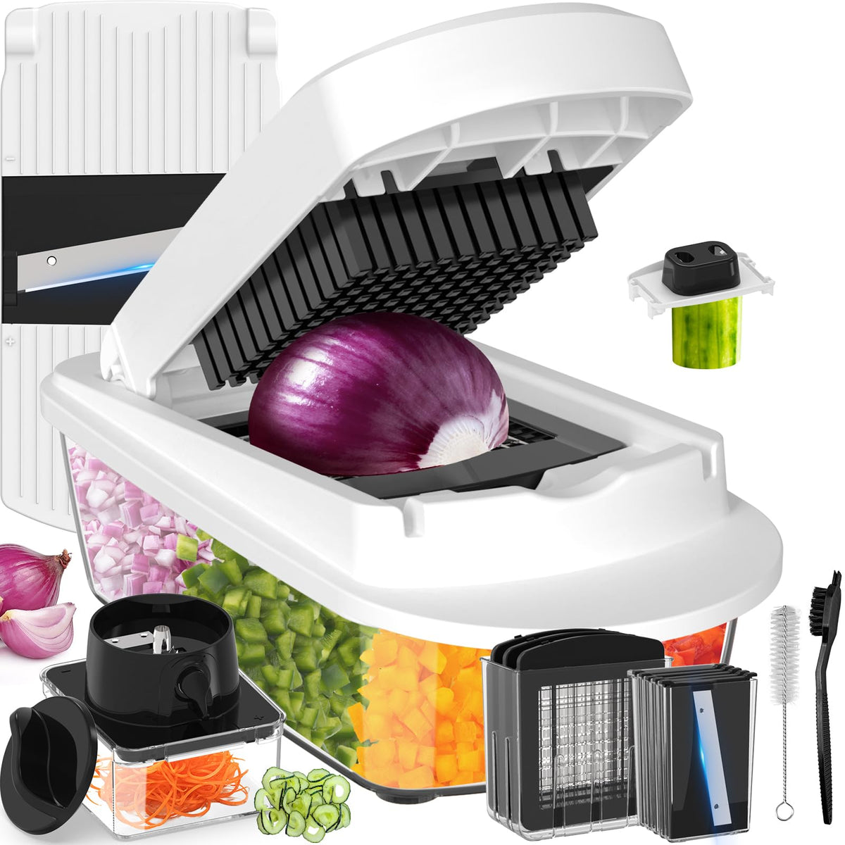 ukeetap front view white chopper shows compact design and quick prep benefit