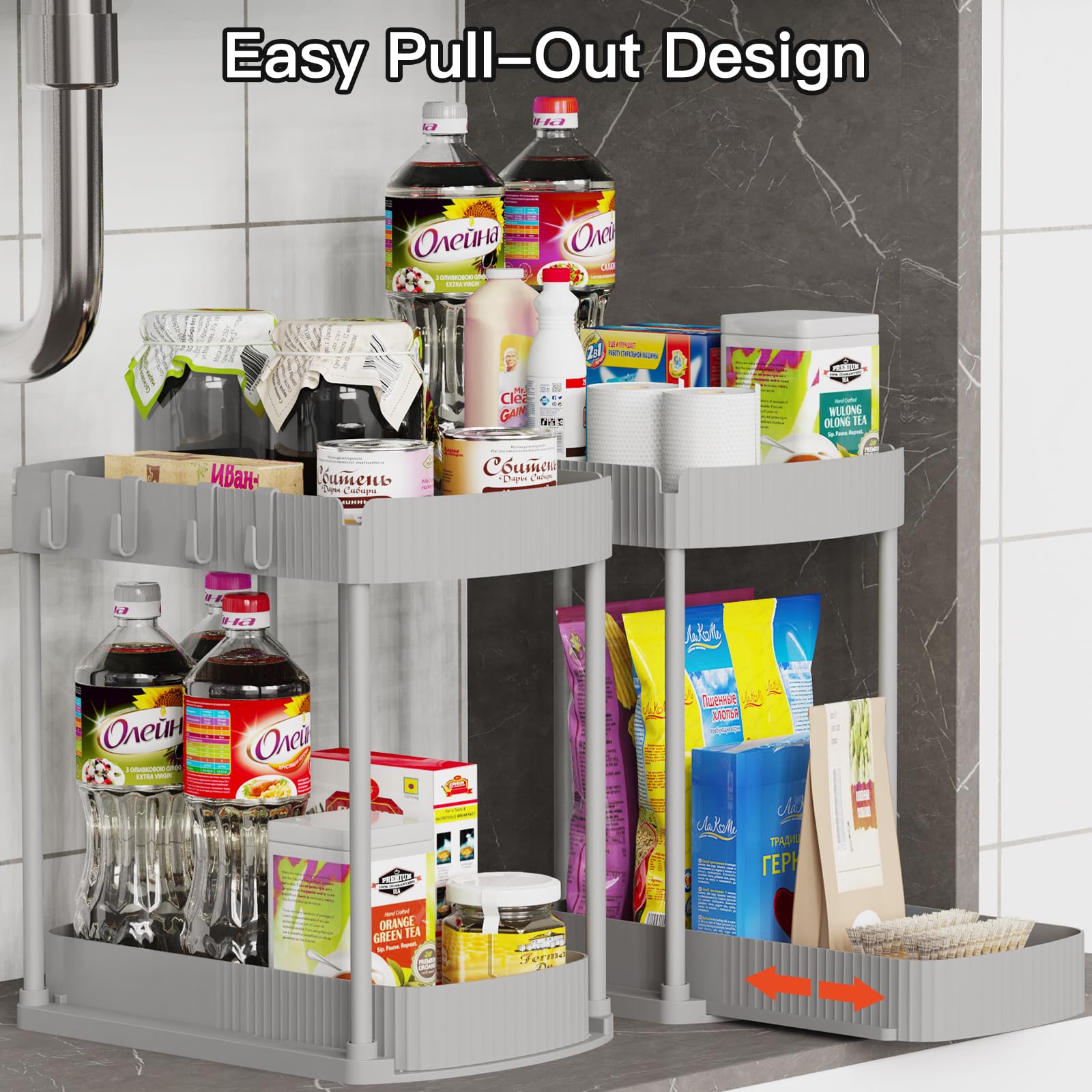 ukeetap open pull-out drawer with bottles for quick access and organized benefit
