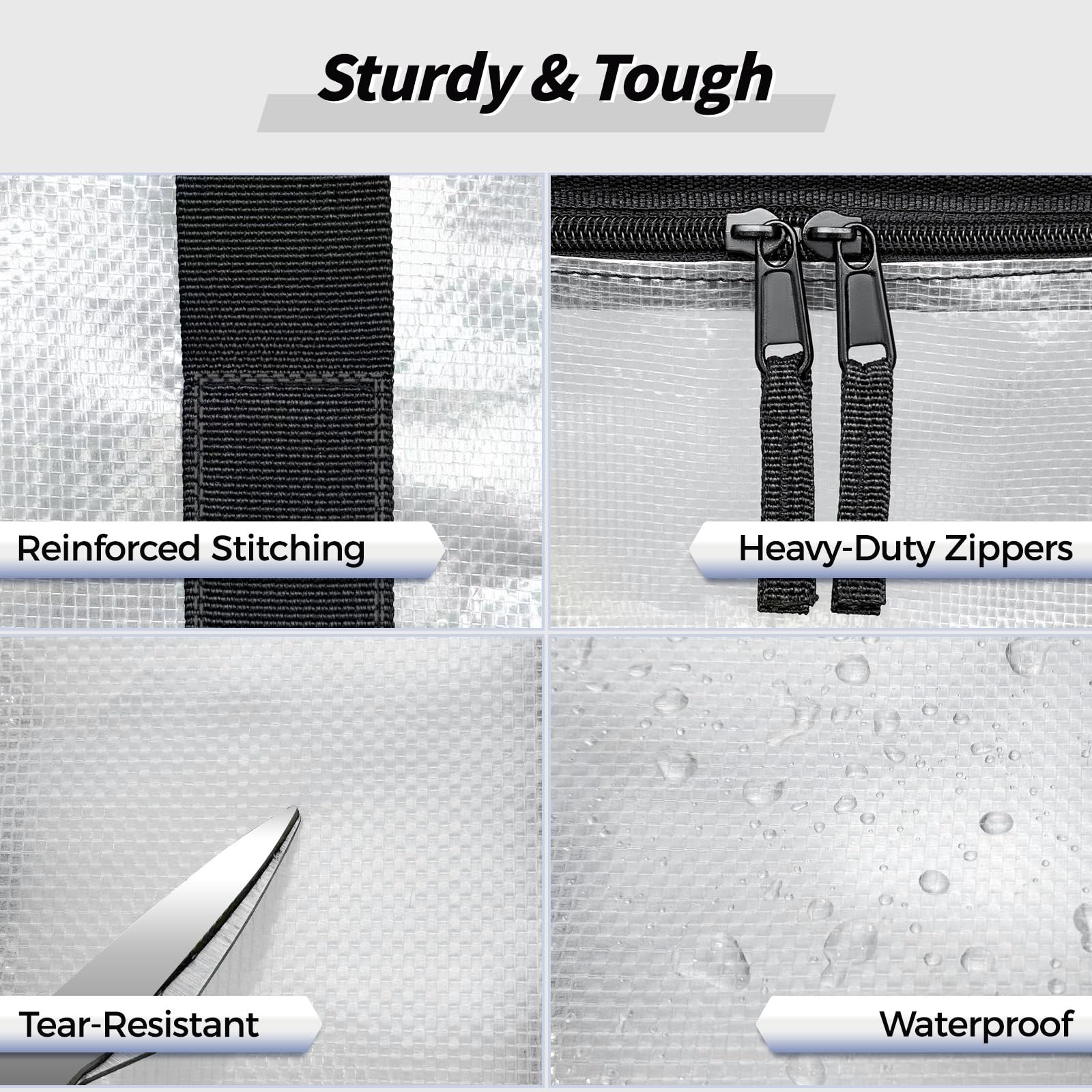 Detail of Ukeetap heavy-duty zipper showing dependable seal and durability