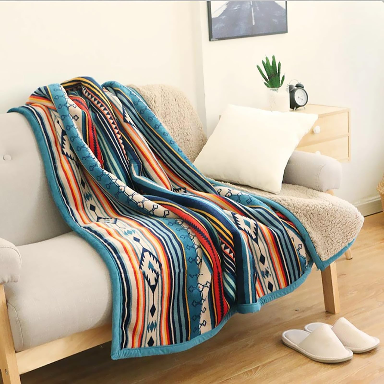 UKELER boho throw front view showing soft microfiber and cozy appeal
