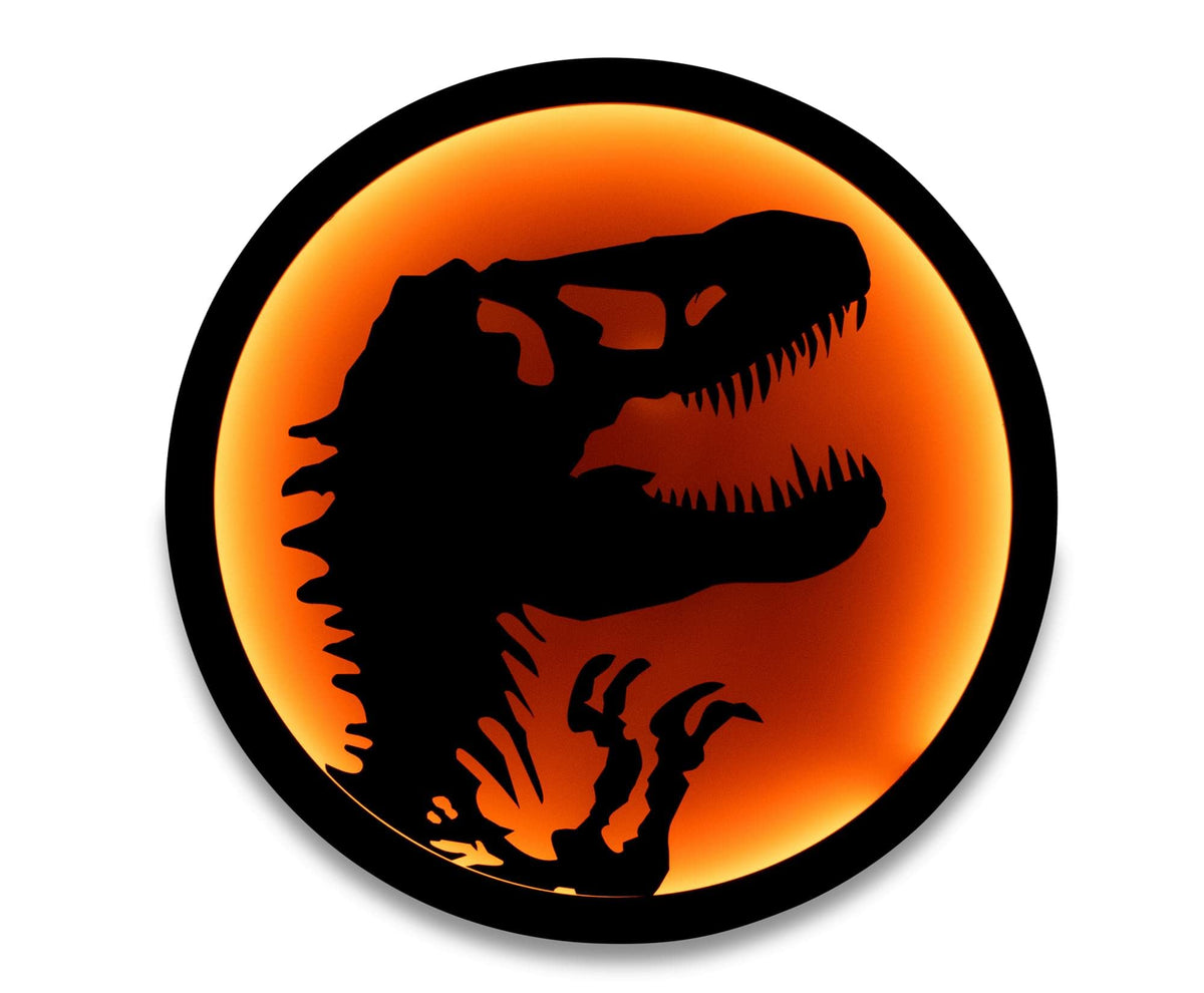 Ukonic Jurassic Park front view showing logo and amber glow for dramatic display