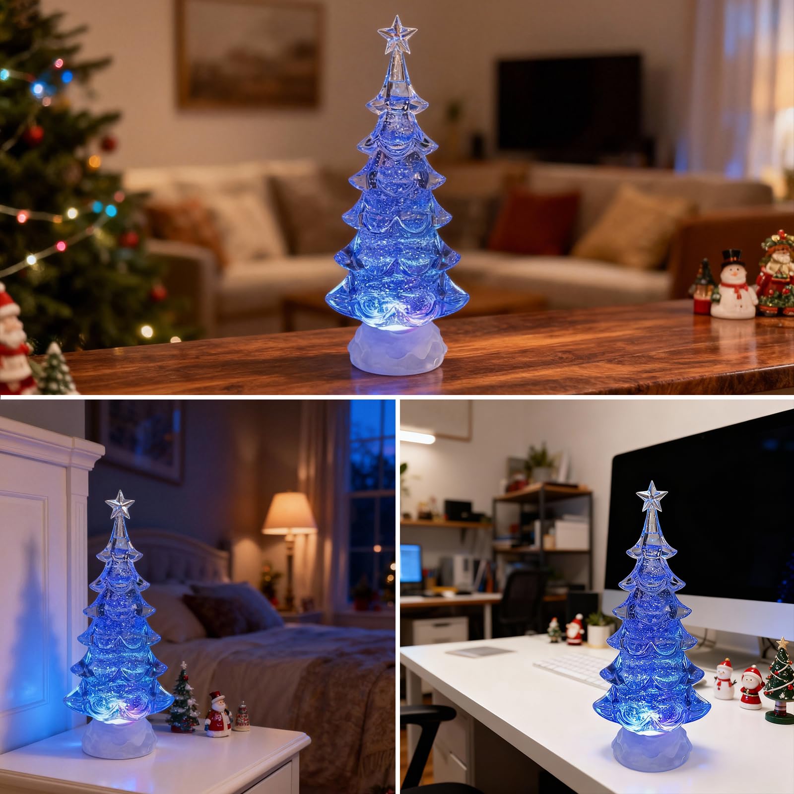 Ulaluckor snow globe on a mantel demonstrating 12.4 inch scale and elegant centerpiece presence