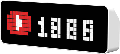 ULANZI TC001 front display showing social follower count and time, clear status at a glance
