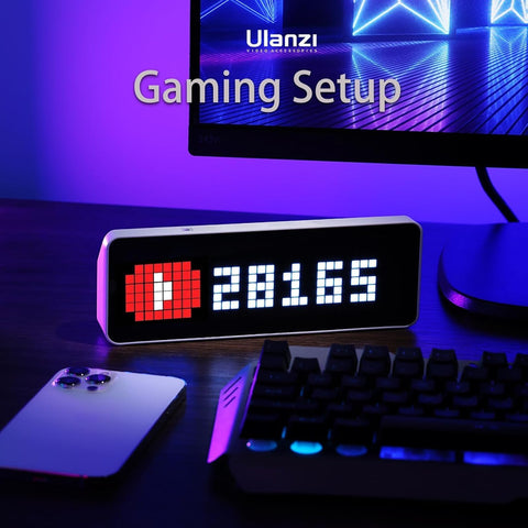ULANZI TC001 side profile showing slim housing and modern retro appearance for desks