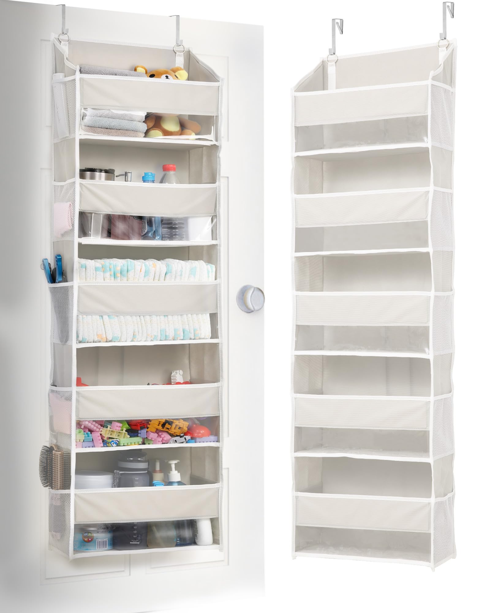 ULG front view showing five beige pockets and clear window for quick access