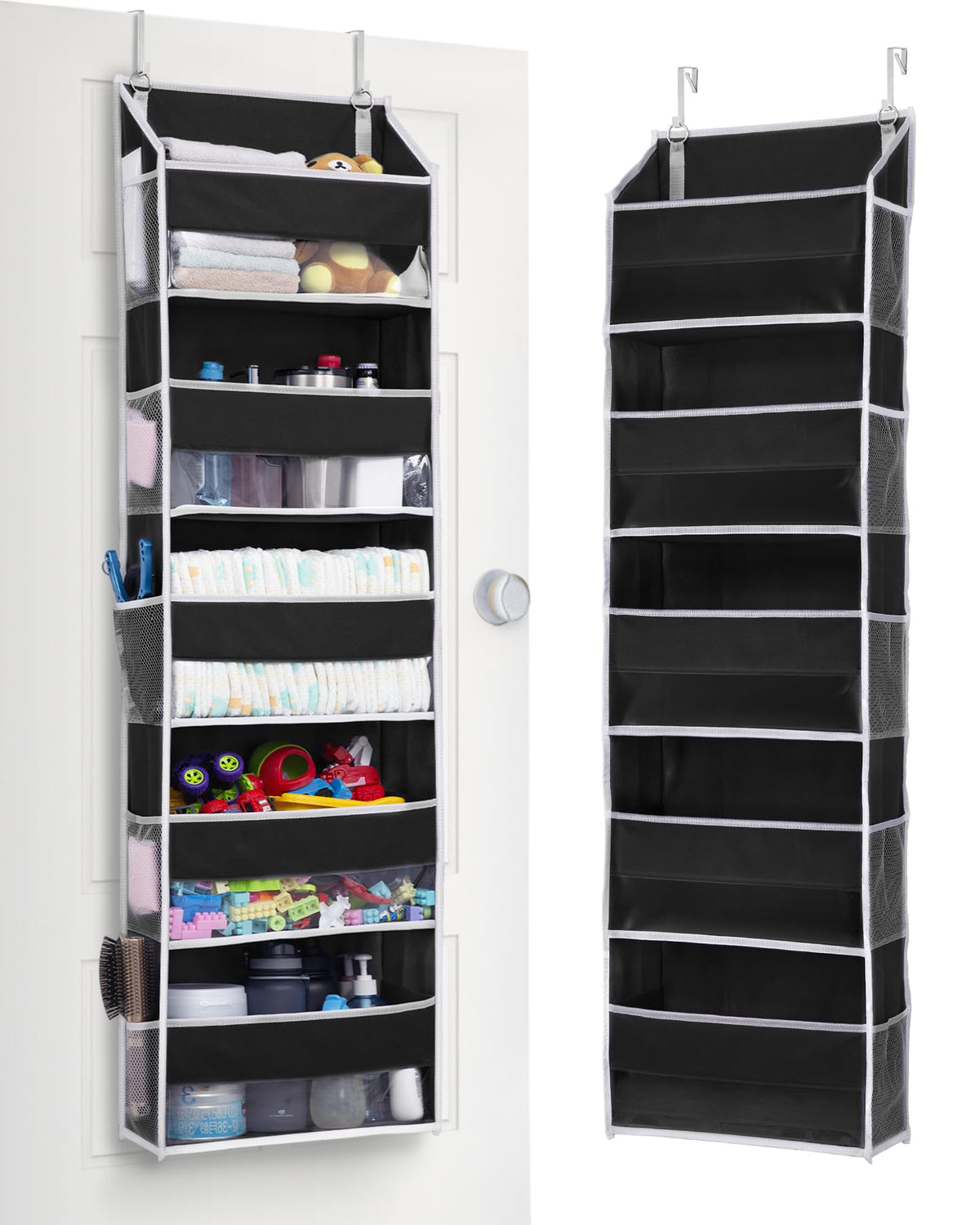 ULG front view of organizer showing shelves and pockets for tidy storage