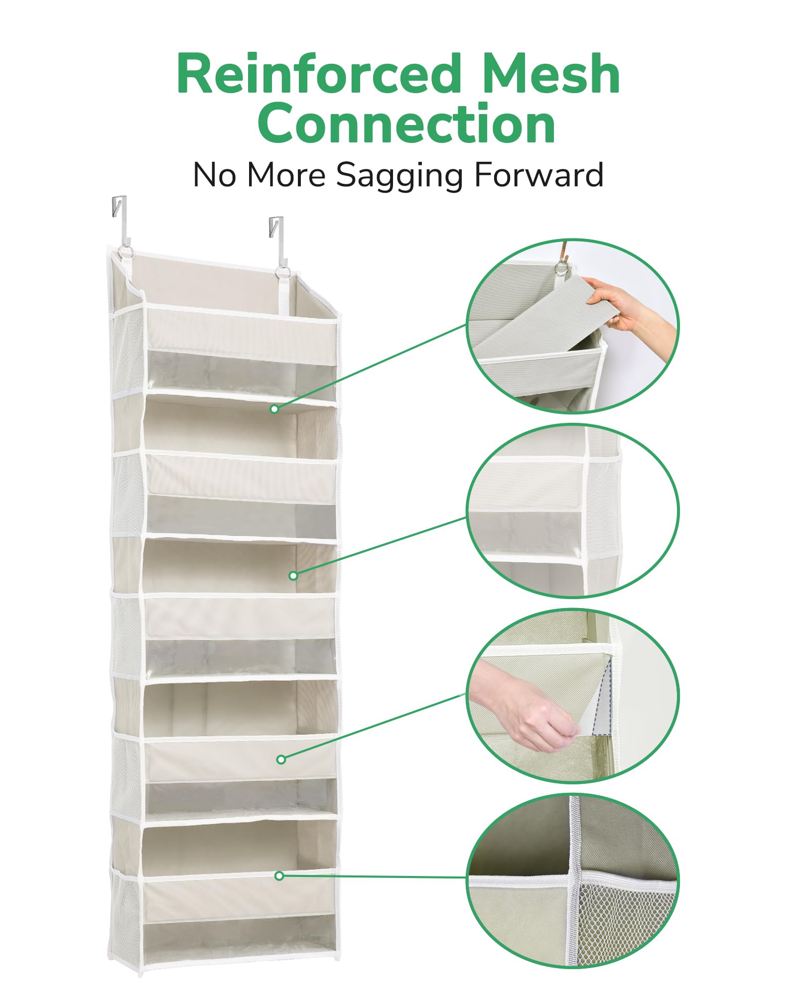 ULG metal hooks on door showing easy installation and balanced hanging