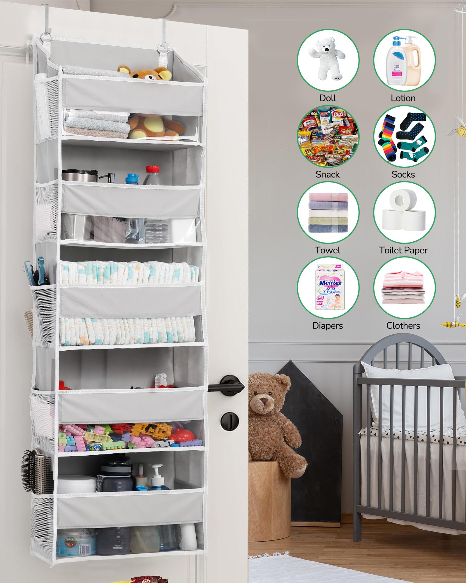 ULG filled organizer with toiletries and brushes demonstrating versatile bathroom storage