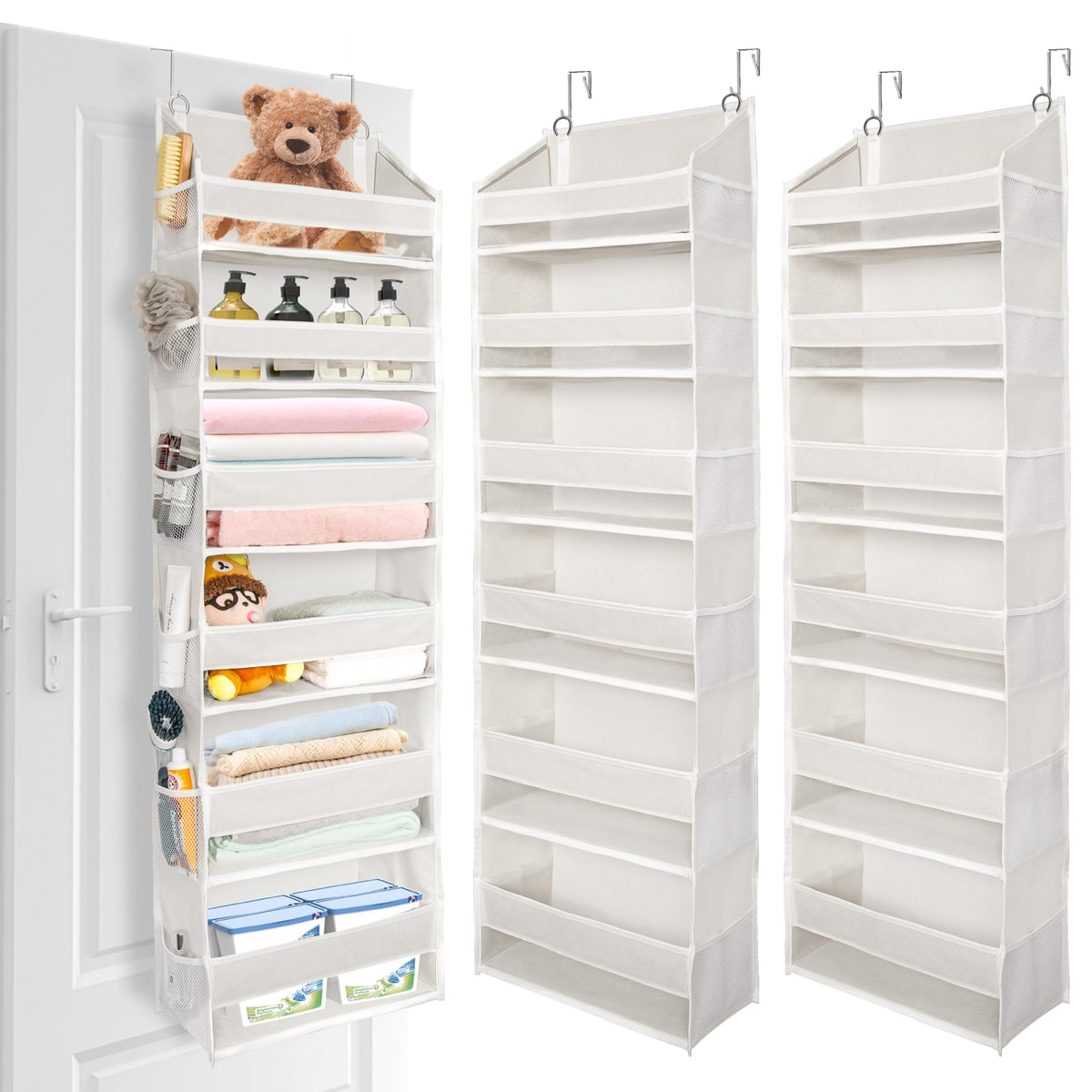 ULG front view showing six large pockets and clean beige look for decluttering