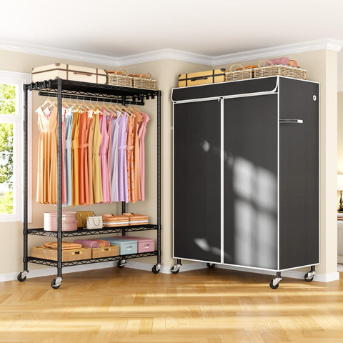 ULIFHOME garment rack loaded with clothes showing high-capacity convenience