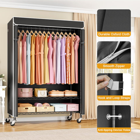 ULIFHOME swivel wheels and locking brakes for secure stationary placement