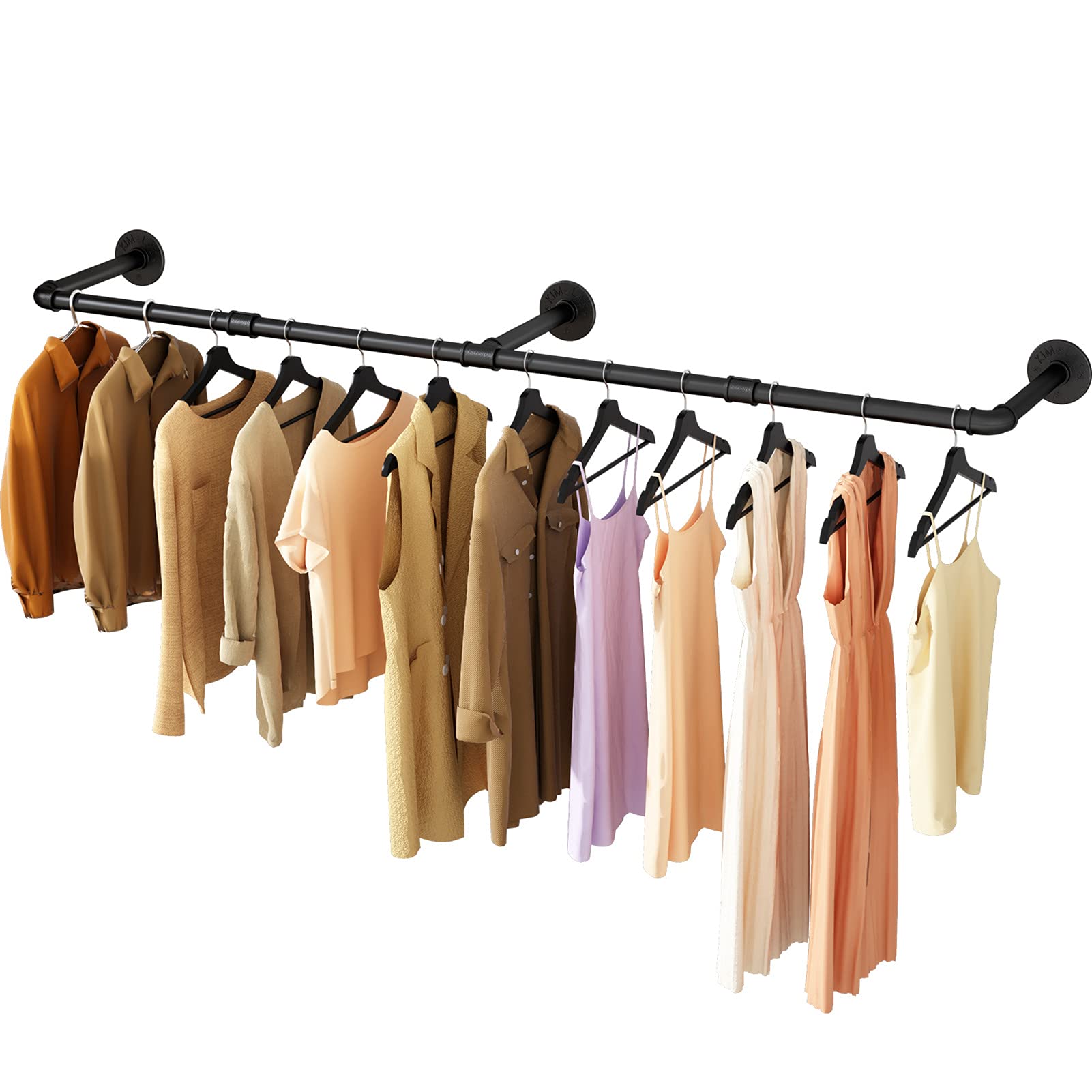 UlSpeed front view of wall mounted clothes rack showing full 72.5in span and storage benefit