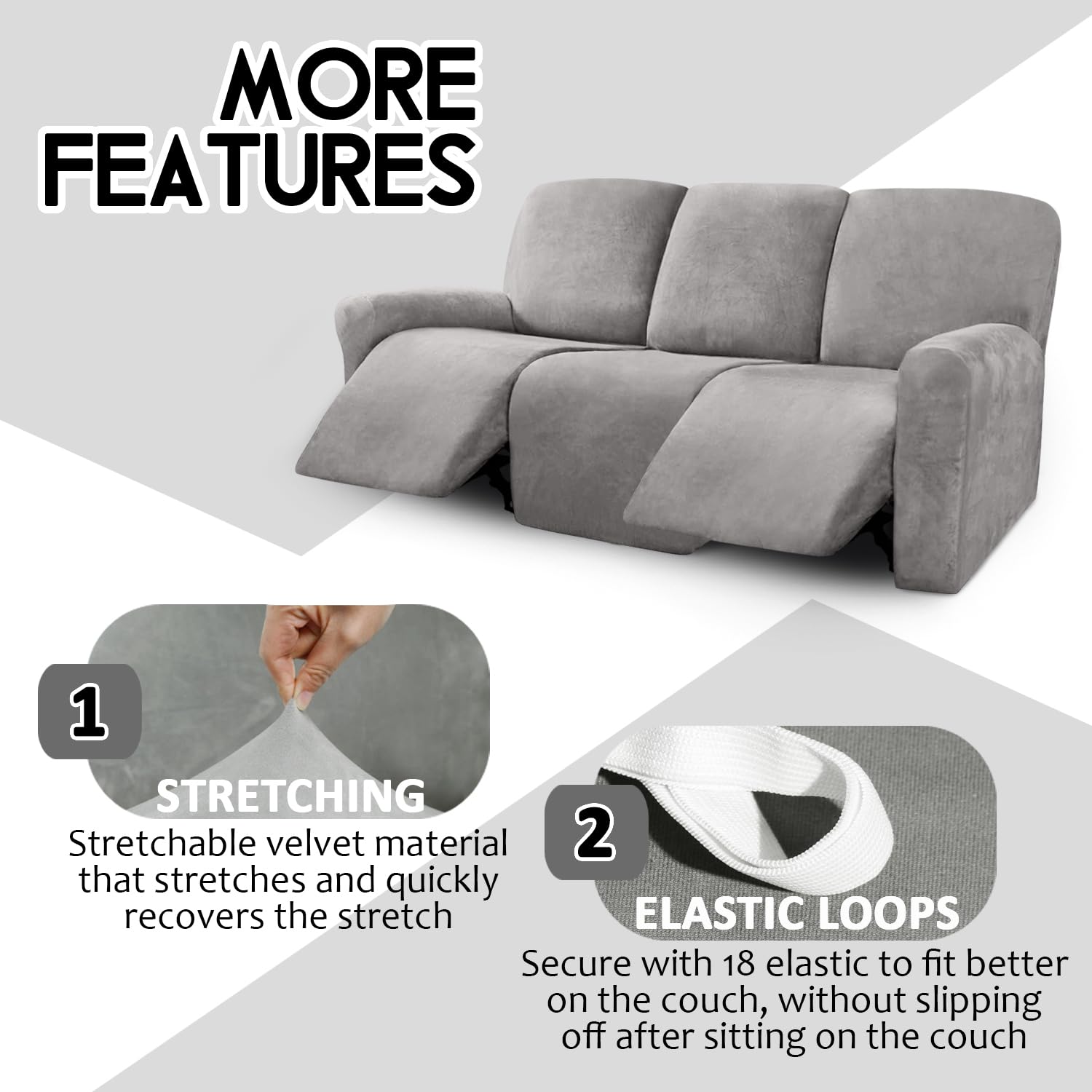 ULTICOR cover on recliner with one seat opened demonstrating free movement