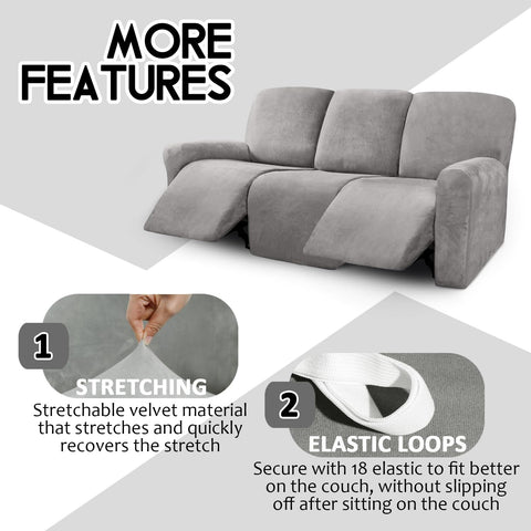 ULTICOR cover on recliner with one seat opened demonstrating free movement