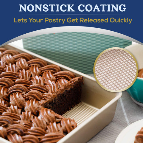 Ultra Cuisine cake sliding from nonstick surface, showing effortless release advantage