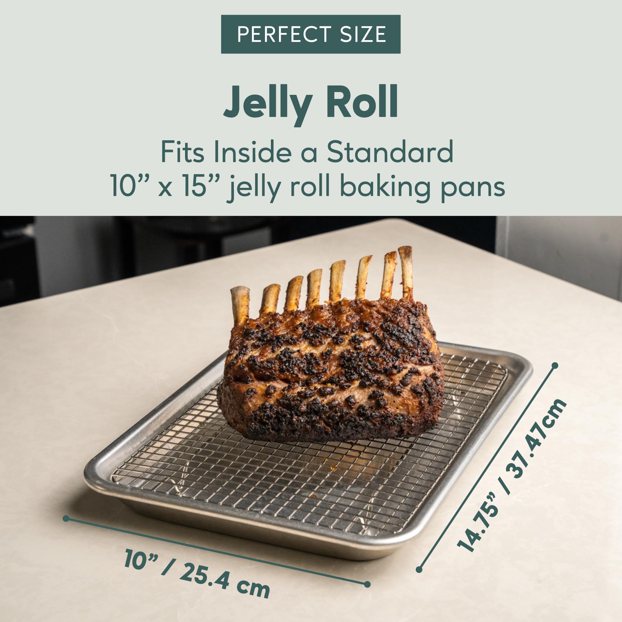 Ultra Cuisine rack inside oven demonstrating oven-safe roasting and airflow benefit