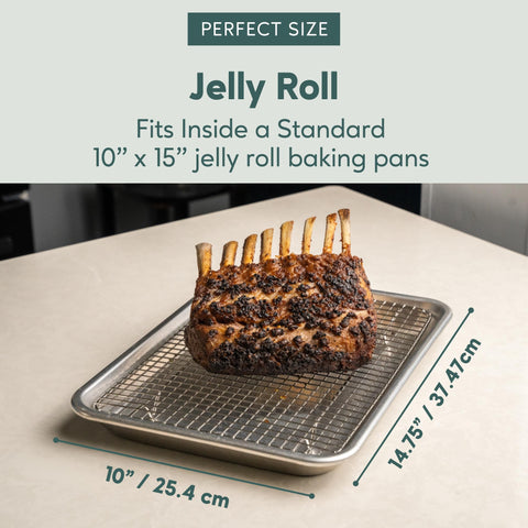 Ultra Cuisine rack inside oven demonstrating oven-safe roasting and airflow benefit