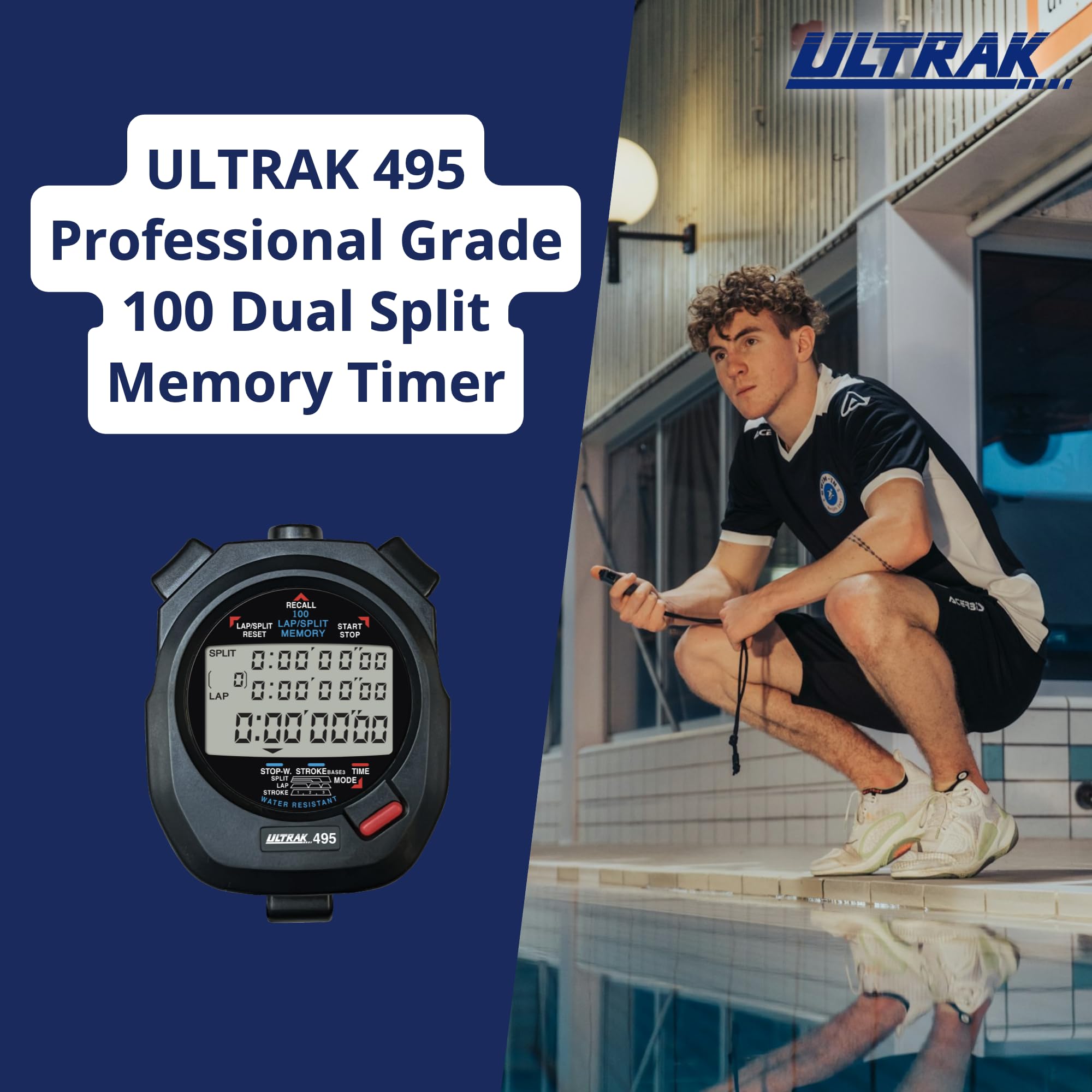 Ultrak close-up of large three-row display for fast readable lap data