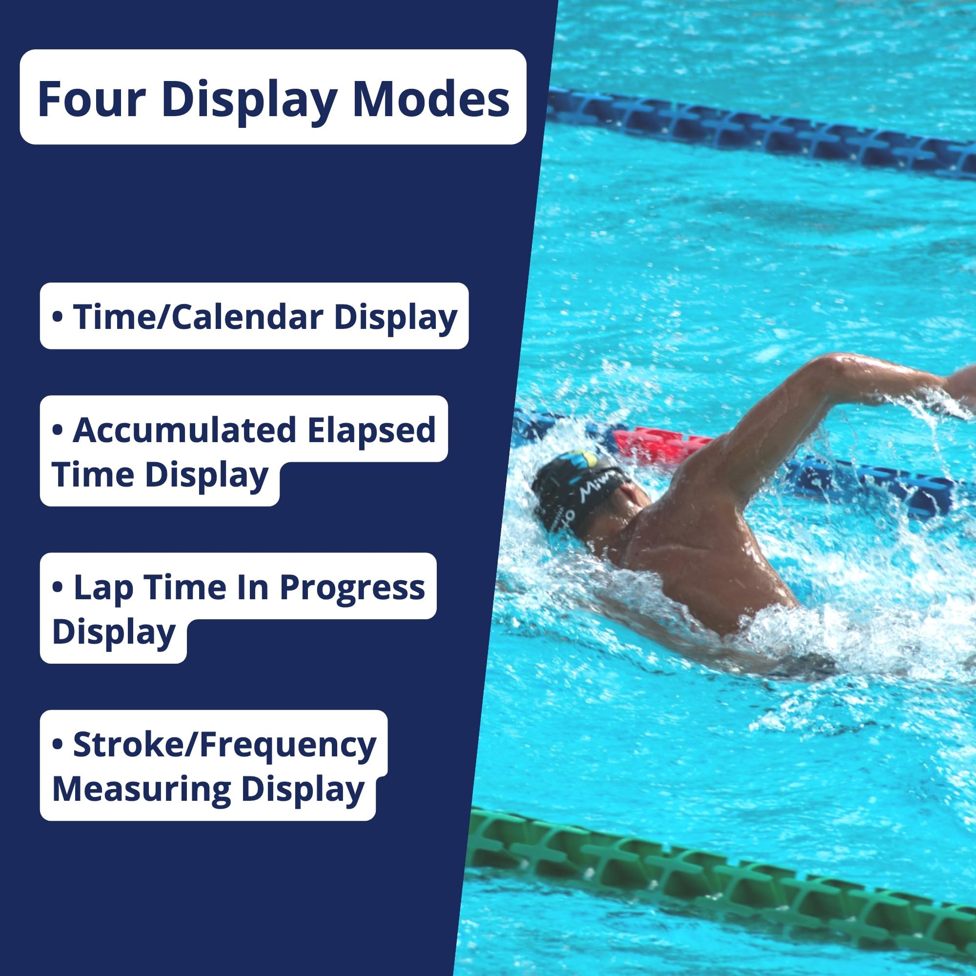 Ultrak poolside with swimmer demonstrating water-resistant timing performance