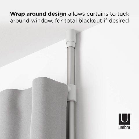Umbra rod dividing dorm room space creating instant privacy and layout control