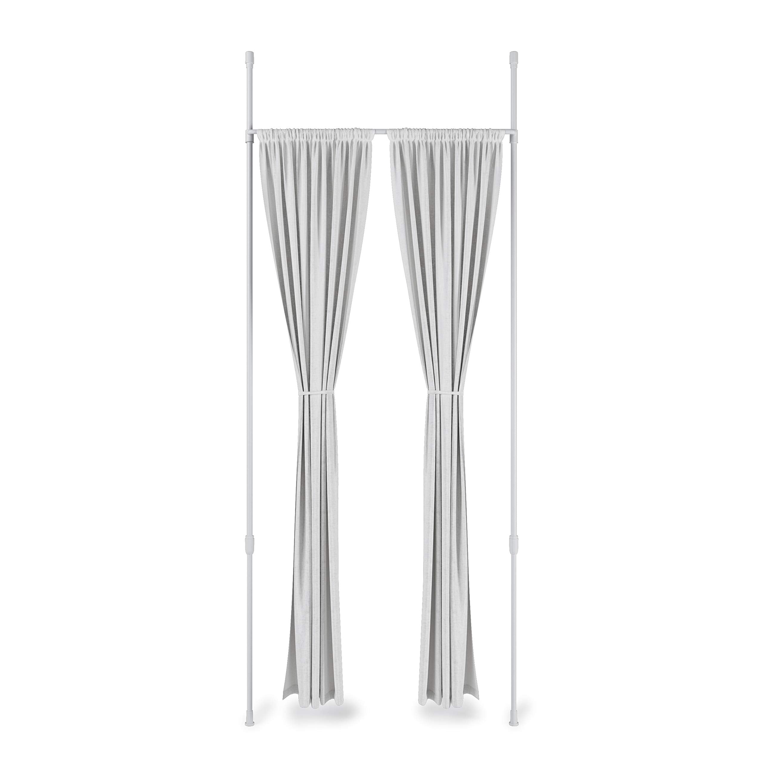 Umbra Anywhere front view in white showing full rod and clean finish benefit