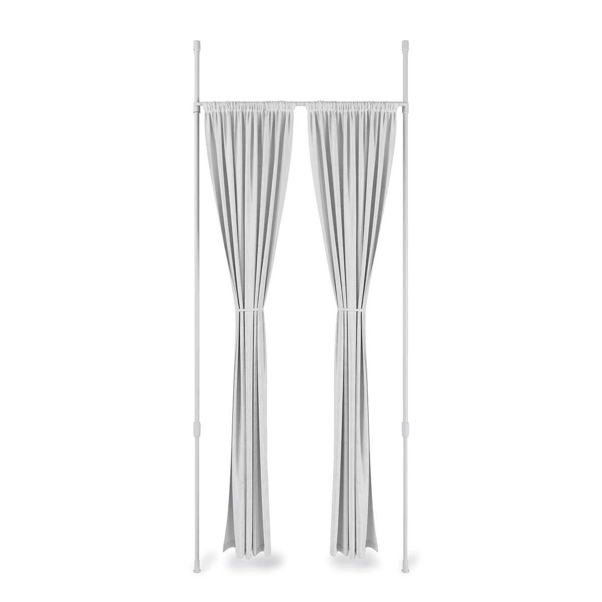 Umbra Anywhere front view in white showing full rod and clean finish benefit